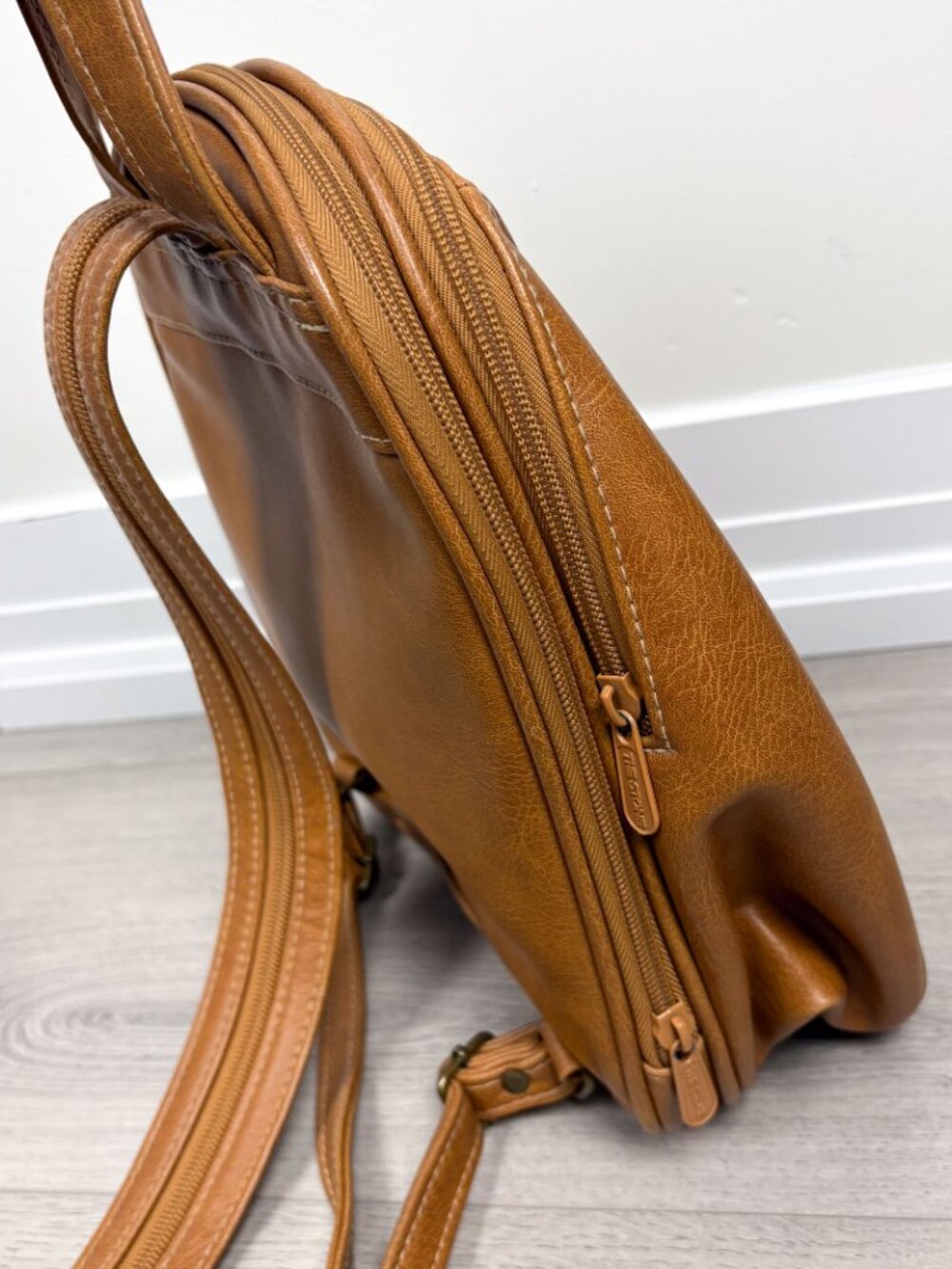 The Stone Reaction Womens Faux Leather Mini Backpack Tan Bag - Picture 6 of 7